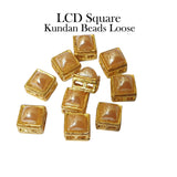 10 Pcs Pack 8mm Cube Square LCD Gold Kundan stone beads for jewellery making