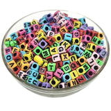 200 BEADS 6MM ACRYLIC SQUARE CUBE ALPHABET LETTER BEADS FOR BRACELET JEWELRY MAKING