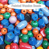 colorful wooden beads mix sold per pack of 50 grams
