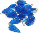 10 Pcs Pack Blue leaf charms with gold loop jewelry and art beads