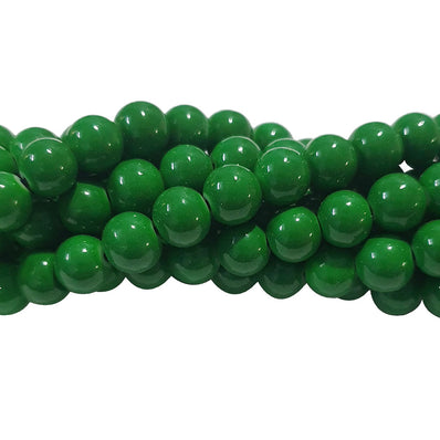 Green, 2 STRANDS/LINES 8MM IMITATION JADE GLASS ROUND BEAD STRANDS