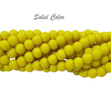 2 STRANDS/LINES 6MM, Yellow COLOR, HANDMADE SOLID COLOR GLASS ROUND SHAPE BEAD STRANDS