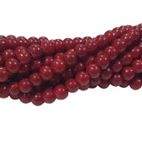 DARK Red, 2 STRANDS/LINES 6MM IMITATION JADE GLASS ROUND BEAD STRANDS