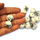 10 Pcs Pack Ceramic round beads white