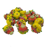 20 Pcs Fish Yellow Handmade decorative artistic lampworked glass beads for jewelry making