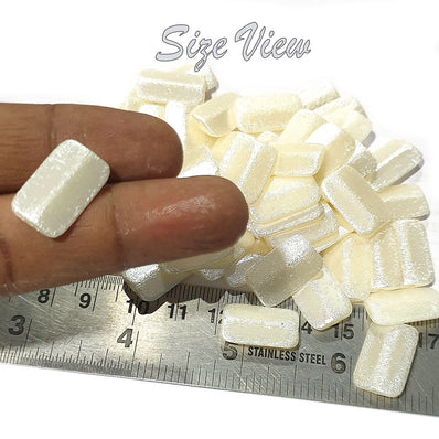 30 Pcs Pack Flat Rectangle Fancy Acrylic imitation Pearl Beads