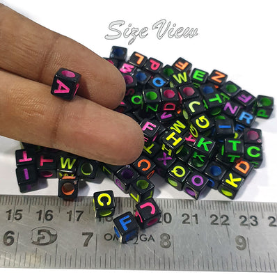 200 Pcs Black 6mm Alphabet beads