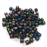 200 Pcs Black letter alphabet beads 0~9 letter