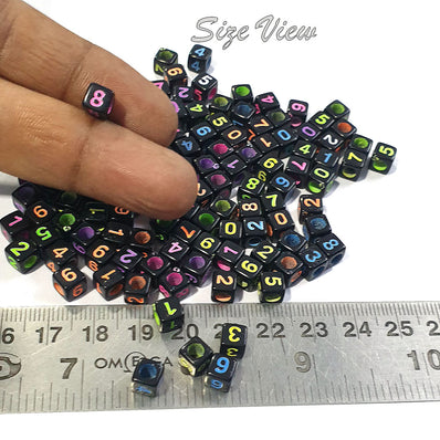 200 Pcs Black letter alphabet beads 0~9 letter