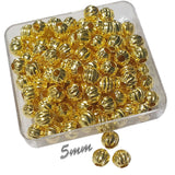 500 Pcs Pack Kharbuja Pumpkin Shape Metal Ball, 5mm size, Gold Plated