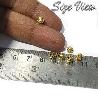 500 Pcs Pack Kharbuja Pumpkin Shape Metal Ball, 5mm size, Gold Plated