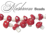 10 Pcs Hot Red Mushroom handmade glass beads red and white Mushroom Spacer Bead for Jewelry Making