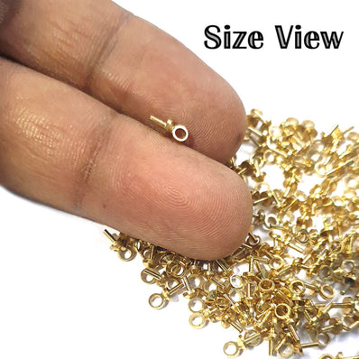 20 Pcs Cup Pearl Peg Bails Pin Pendants, For Half Drilled Beads, 6x5mm, Pin: 1mm~1.5mm, Hole: 2.5mm