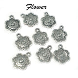 20 Pcs Flower Charms Pendants Silver jewelry making beads charms
