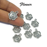 20 Pcs Flower Charms Pendants Silver jewelry making beads charms
