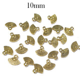 100 Pcs small metal charms hand fan size about 10mm gold oxidized plated beads pendants for jewelry making