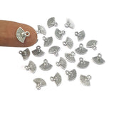 100 Pcs Pack, small metal charms hand fan size about 10mm silver oxidized plated beads pendants for jewelry making
