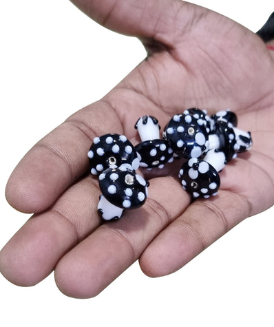 3 PCS PACK MUSHROOM BEADS CHARMS HANDMADE LAMPWORKED ARTISTIC FROM ITALY MURANO