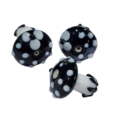 3 PCS PACK MUSHROOM BEADS CHARMS HANDMADE LAMPWORKED ARTISTIC FROM ITALY MURANO