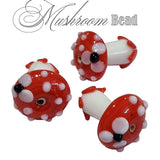 3 PCS PACK MUSHROOM Beads Charms HANDMADE LAMPWORKED ARTISTIC FROM ITALY MURANO