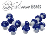 14 PCS HOT Blue MUSHROOM HANDMADE GLASS BEADS RED AND WHITE MUSHROOM SPACER BEAD FOR JEWELRY MAKING