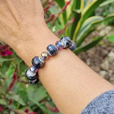 20 Pcs Black Lampworked glass beads, size about 11x15mm