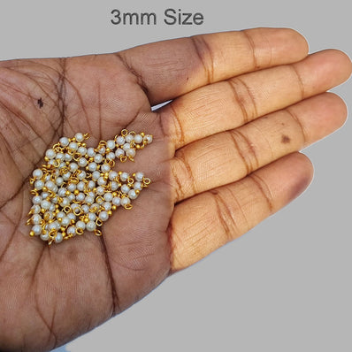 Gold, 500 Pcs Pack, Pearl Loreal Charms, Size 3mm, Weight about 26~28 Grams