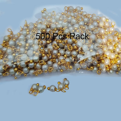 Gold, 500 Pcs Pack, Pearl Loreal Charms, Size 3mm, Weight about 26~28 Grams