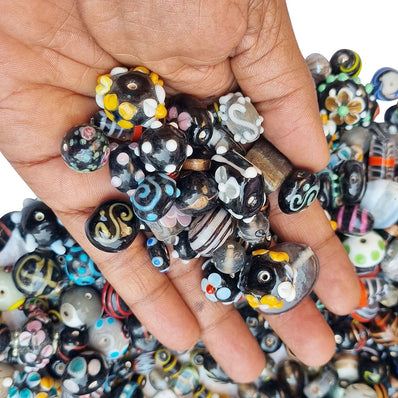 Assorted Round Glass Beads - 1 LB Bag