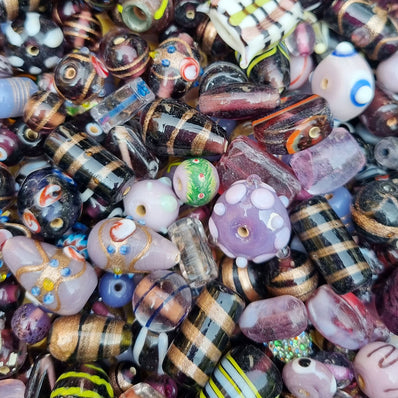 Glass Beads, assorted shapes, 6-12mm, 1-LB, Mixed