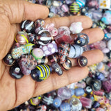 250 Gram Pack,  Purple Tone, Bead mix, lampworked glass, opaque to transparent mixed colors, 7x4mm-20x11mm mixed shapes with 1.5-2mm hole