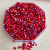 SALE !!! 100 Gram Pack, Red Mix Glass Seed Beads