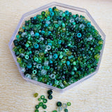 SALE !!! 100 Grams Pack, Shade of Green, glass seed beads