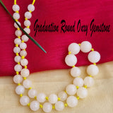 6MM TO 16MM GRADUATION ONEY AGATE GEMSTONE BEADS MALA WITH THREADS KNOTTED AS PER WEB (APPROX 37~38 BEADS)