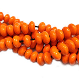 7x12mm Rondelle Solid color orange glass beads, Sold per strand of 16 inches