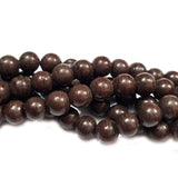 9-10mm Round Solid Color Brown Opaque glass beads, Sold Per Strand of 16 inches