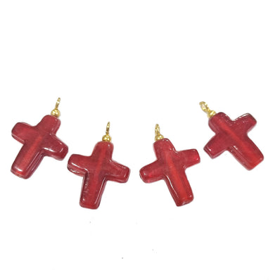 10 Pcs Pack Glass Charms Red, Size about 20mm