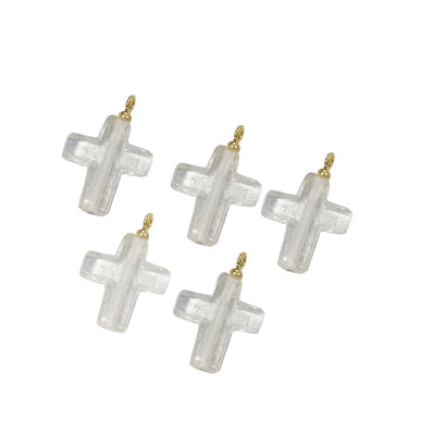 10 Pcs Pack, Glass Charms, Cross, size about 20mm,