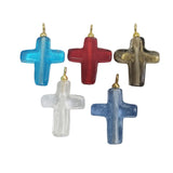 10 Pcs Pack Glass Charms Cross 5 color mix, Size about 20mm