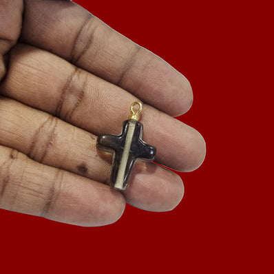 10 Pcs Pack Glass Charms, Gray, Cross for jewelry making