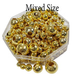 50 grams Assorted Mix Gold Plated Smooth Round Beads Size Mixed  3mm, 4mm, 5mm, 6mm, 8mm, 10mm