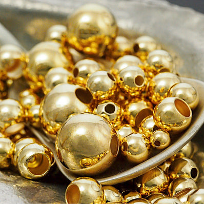  2000 Pcs Smooth Round Beads Gold Beads for Jewelry