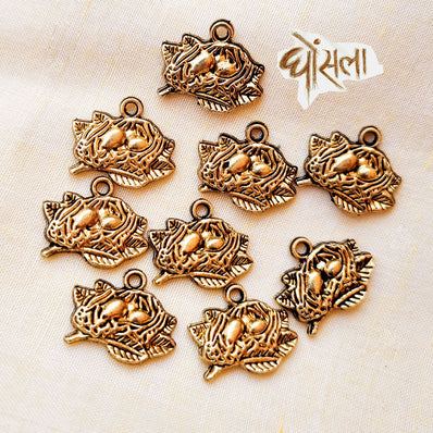 10 Pcs Pack, Nest in gold color charms for jewelry making