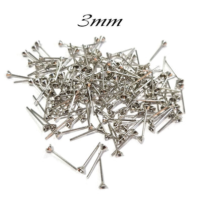 50pcs/pack Stainless Steel Blank Post 3mm size Earring Studs Base  Pins Jewelry Findings Ear Back For DIY Making, just add a stone to complete your jewelry