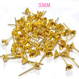 50pcs/pack Gold Plated Blank Post 5mm Earring Studs Base  Pins Jewelry Findings Ear Back