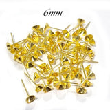 50pcs/pack Gold Plated Blank Post 6mm Earring Studs Base  Pins Jewelry Findings Ear Back