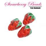 4 Pcs Pack, strawberry beads handmade lampwork glass beads