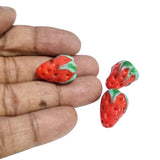 4 Pcs Pack, strawberry beads handmade lampwork glass beads