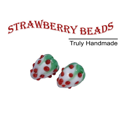 2Pcs Pack, strawberry beads handmade lampwork glass beads
