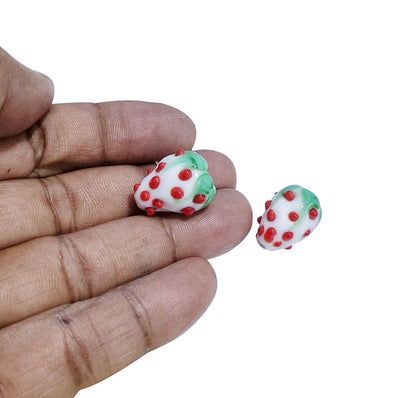 2Pcs Pack, strawberry beads handmade lampwork glass beads